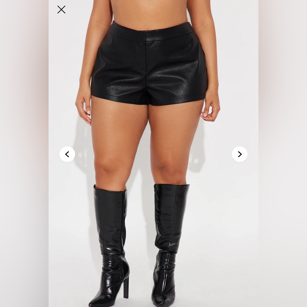 Fashion Nova Black Faux Leather High-Waist Shorts